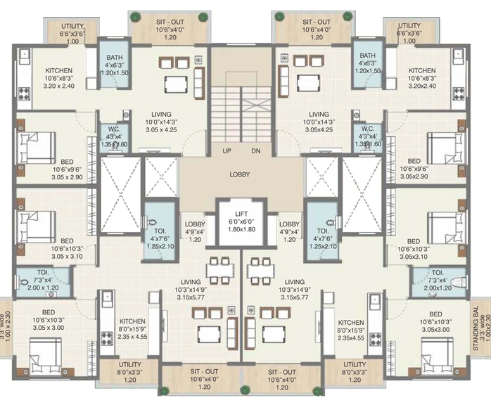 Floor Plan of Jaap Pushkaraj Heights in Indira Nagar, Nashik - Image 246034