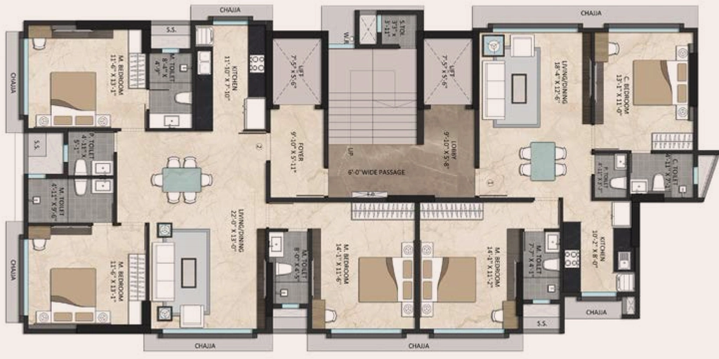 Floor Plan of L NN Tower in Khar West, Mumbai - Image 327774