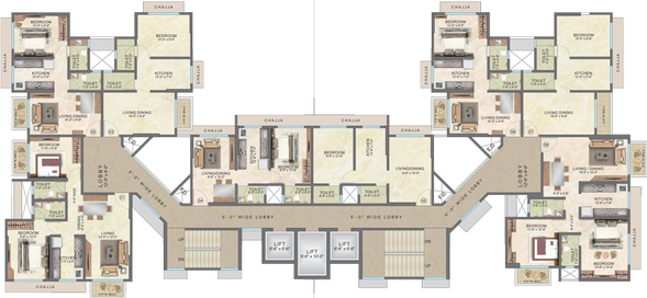 Floor Plan of Techno Vivanta Marvel in Mira Road East, Thane - Image 22529