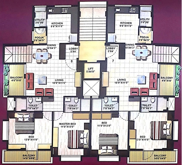 Floor Plan of Pushpjayanti Purple Tower in Indira Nagar, Nashik - Image 247089