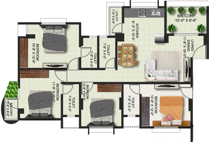 3 BHK Flat in Map SK Paradise in Kathe Galli, Nashik - Image 843537