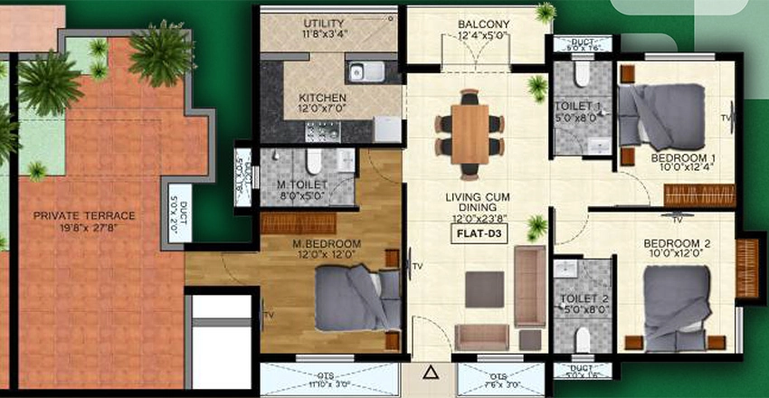 3 BHK Flat in Natwest Vistas in Velachery, Chennai - Image 880352