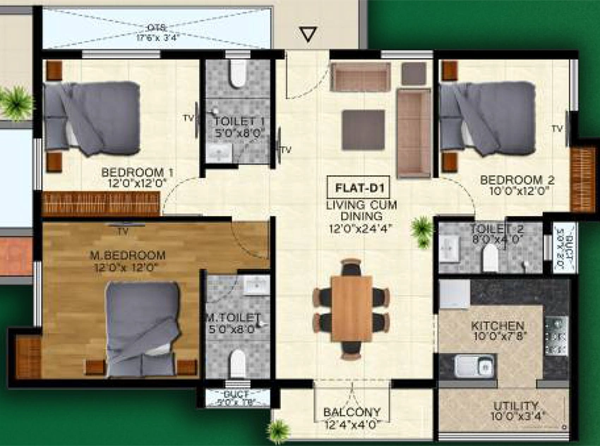 3 BHK Flat in Natwest Vistas in Velachery, Chennai - Image 880353