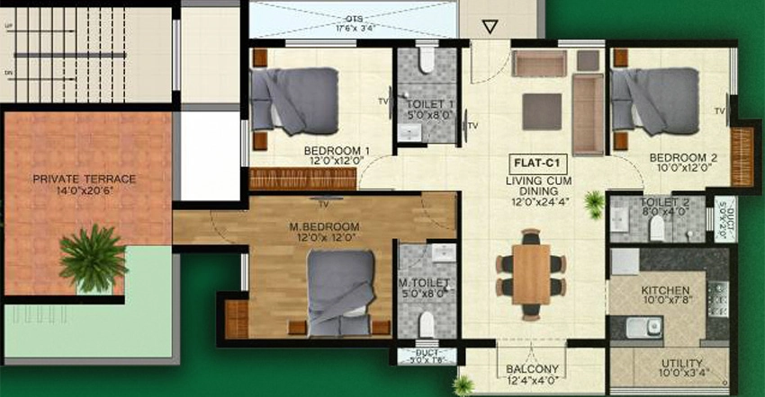 3 BHK Flat in Natwest Vistas in Velachery, Chennai - Image 880354