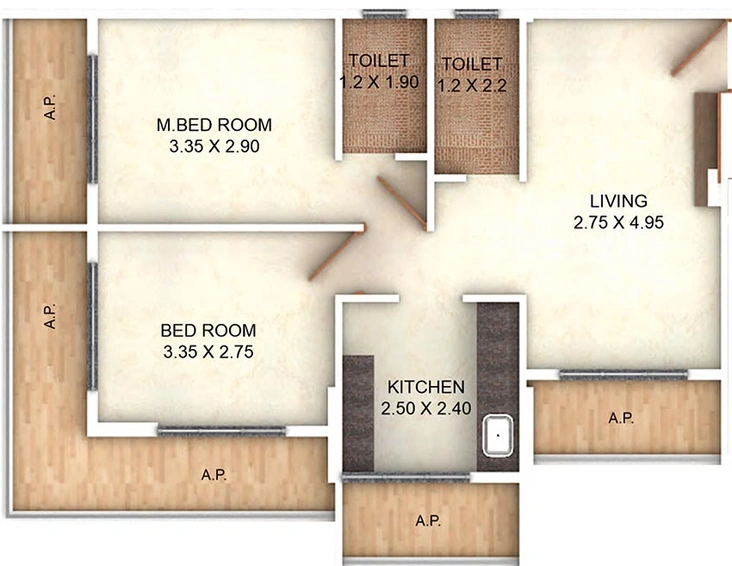 2 BHK Flat in Precious Meadows in Ulhasnagar, Thane - Image 842490