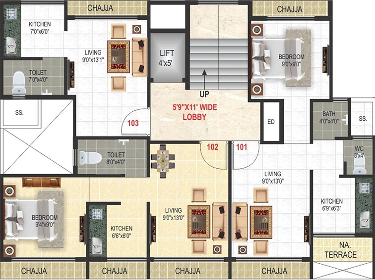 Floor Plan of Payal Classic in Ulwe, Navi Mumbai - Image 253217