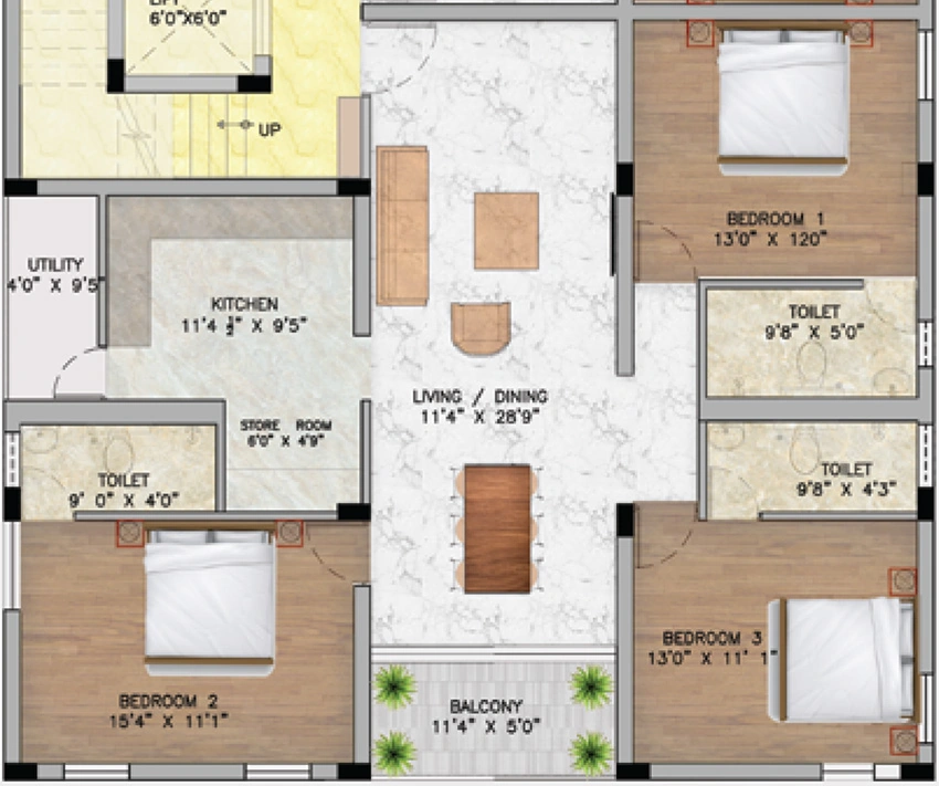 3 BHK Flat in Quality Anantha Lakshmi in Anna Nagar, Chennai - Image 881929