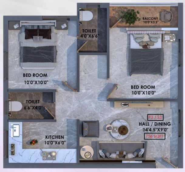 2 BHK Flat in SPR Omkara Flats in Kundrathur, Chennai - Image 853704