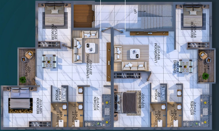 Floor Plan of SPR Jothi Lingaa Flats in Pammal, Chennai - Image 274754