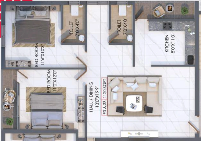 2 BHK Flat in SPR Kadambavanam Flats in Pammal, Chennai - Image 853849