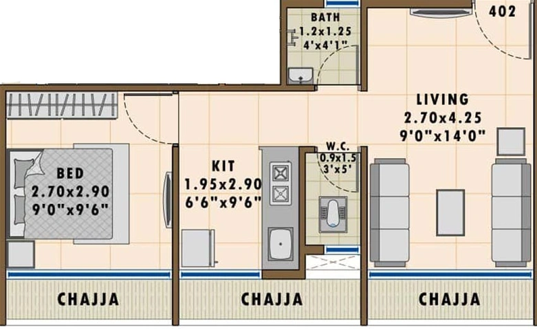 1 BHK Flat in RK Vaishnavi Residency in Karanjade, Navi Mumbai - Image 841226