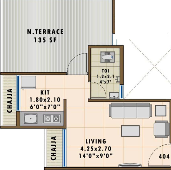 1 RK Studio Apartment in RK Vaishnavi Residency in Karanjade, Navi Mumbai - Image 841225
