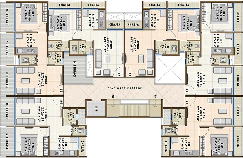 Floor Plan of RK Vaishnavi Residency in Karanjade, Navi Mumbai - Image 254895