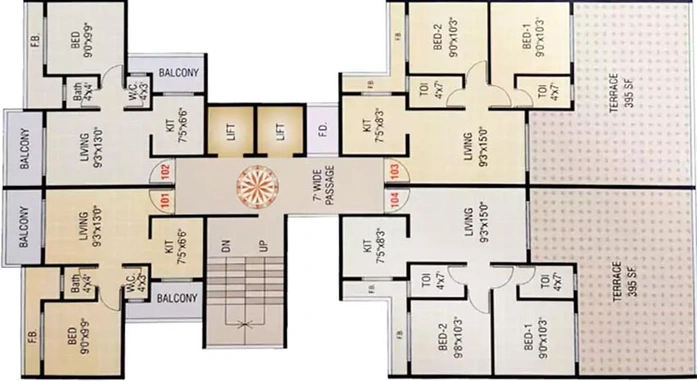 Floor Plan of RK Vaishnavi Heights in Roadpali, Navi Mumbai - Image 254832