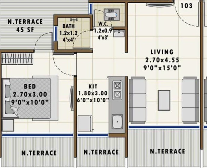 1 BHK Flat in RK Vaishnavi Hill View in Karanjade, Navi Mumbai - Image 841248