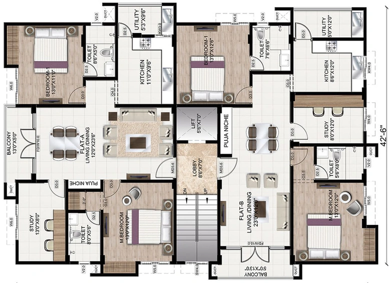 Floor Plan of Sumanth Sreshta Karpagam Garden in Adyar, Chennai - Image 253442