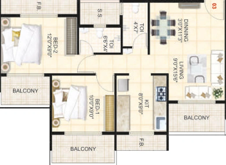 2 BHK Flat in Dweepmala Prathamesh Home in Taloja, Navi Mumbai - Image 839675