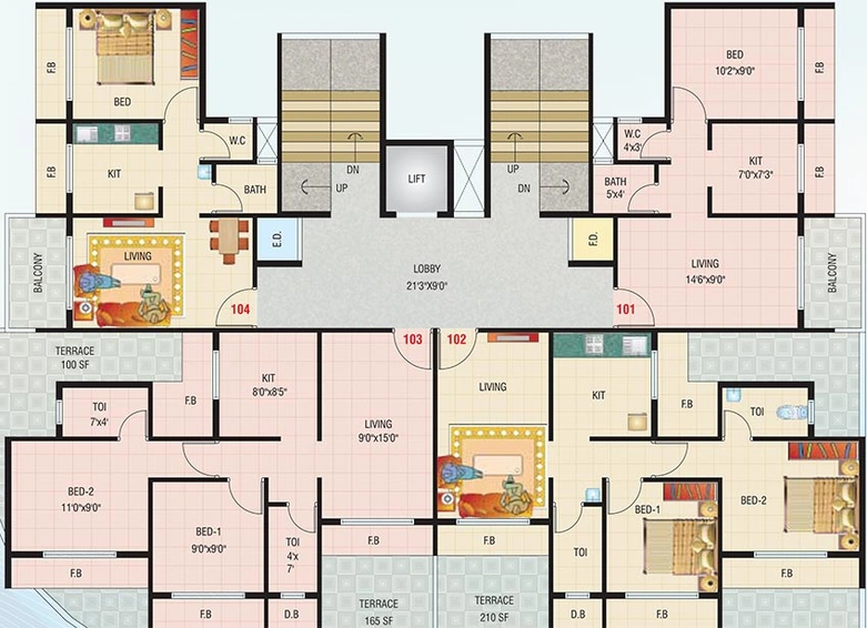 Floor Plan of Dweepmala Neeljeet Ekadanta in Taloja, Navi Mumbai - Image 240034