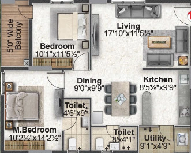 2 BHK Flat in Green Leaves Srikara in Saroornagar, Hyderabad - Image 867822