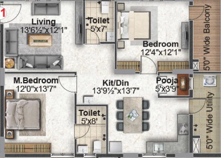 2 BHK Flat in Green Leaves Srikara in Saroornagar, Hyderabad - Image 867823