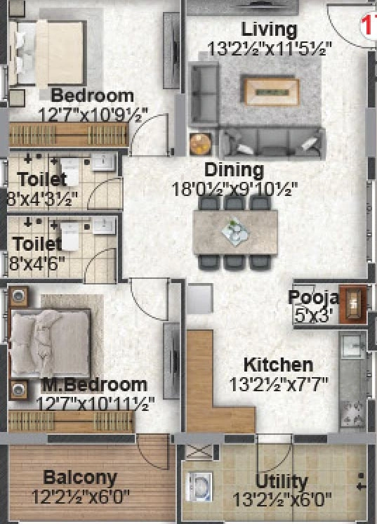 2 BHK Flat in Green Leaves Srikara in Saroornagar, Hyderabad - Image 867824