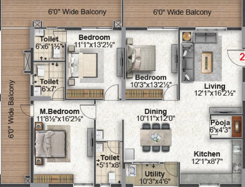 3 BHK Flat in Green Leaves Srikara in Saroornagar, Hyderabad - Image 867835