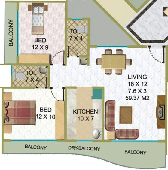 2 BHK Flat in Elite Heights in Kharghar, Navi Mumbai - Image 839761