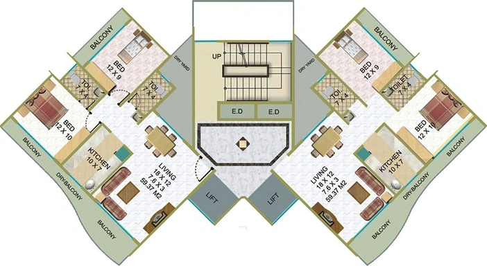 Floor Plan of Elite Heights in Kharghar, Navi Mumbai - Image 240065