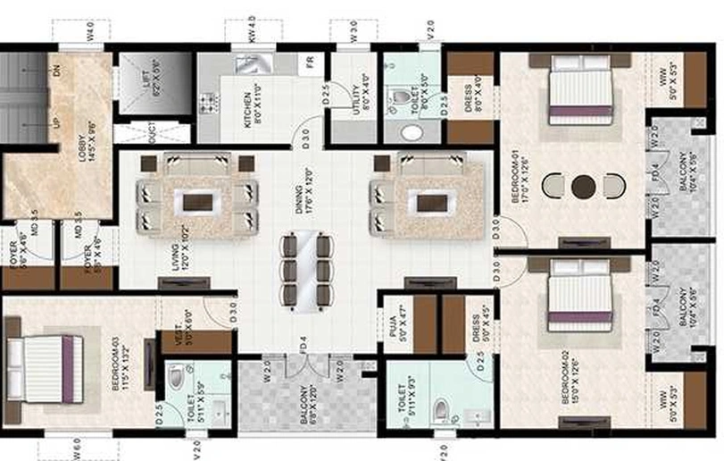 3 BHK Flat in Sreshta Shankar in Mylapore, Chennai - Image 847217