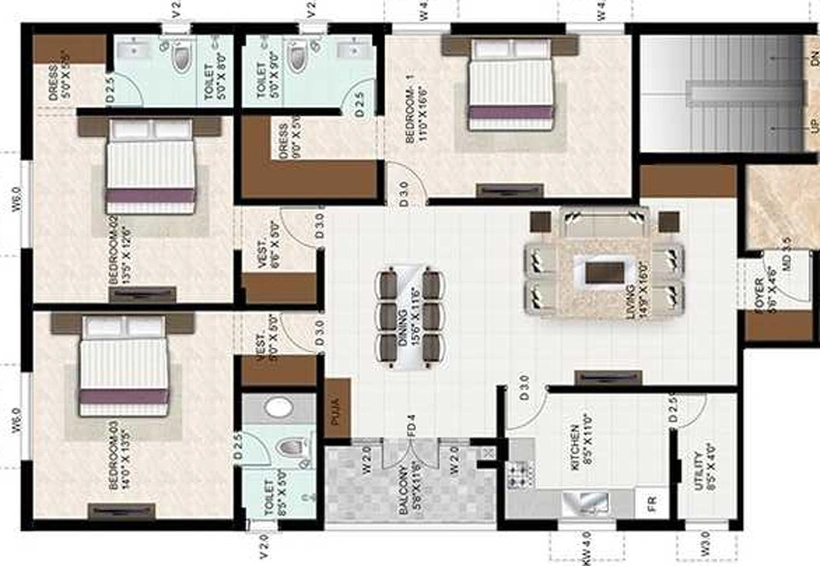 3 BHK Flat in Sreshta Shankar in Mylapore, Chennai - Image 847216