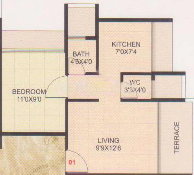 1 BHK Flat in Dream Sky in Ulwe, Navi Mumbai - Image 839634