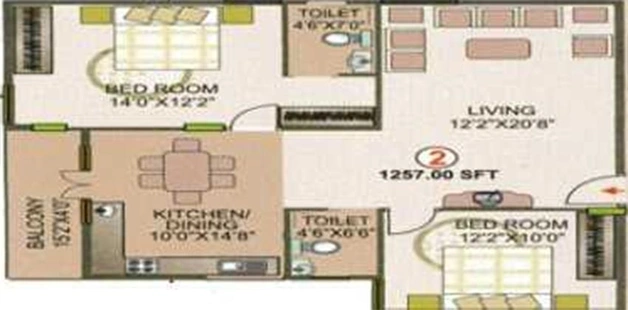 2 BHK Flat in Sriven Sky Park in Doddakammanahalli, Bangalore - Image 854308