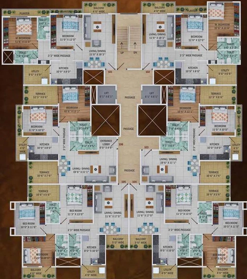 Floor Plan of Siddhivinayak Vighnaharta Residency in Zingabai Takli, Nagpur - Image 225941