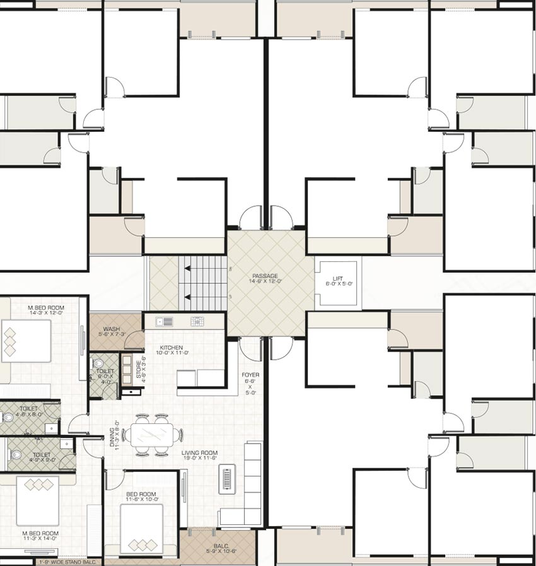 Floor Plan of Urmi ZB Luxuria in Alkapuri, Vadodara - Image 226029