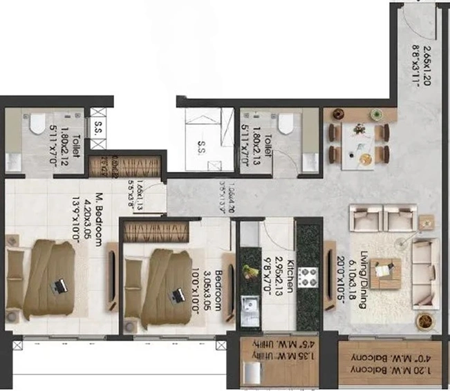 2 BHK Flat in Adani Airica in Kanjurmarg West, Mumbai - Image 846860