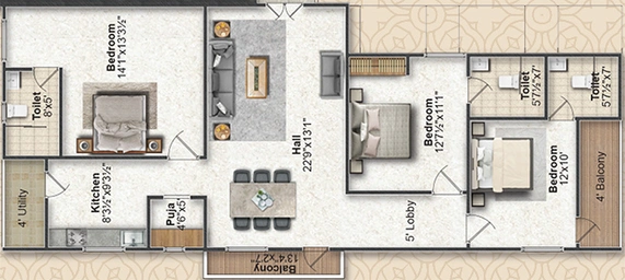 3 BHK Flat in BPR Shyam Nivas in Habsiguda, Hyderabad - Image 834172
