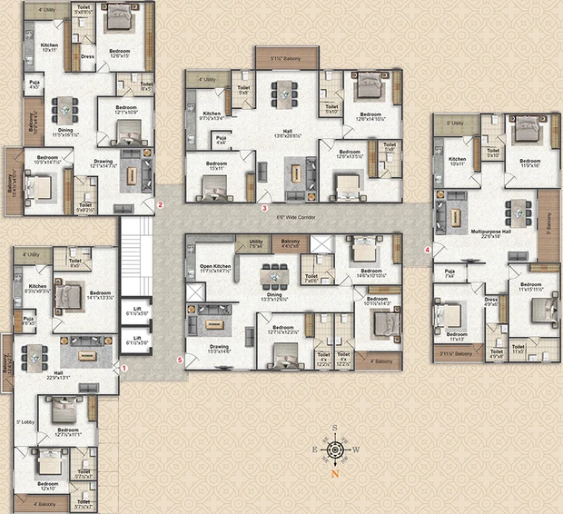 Floor Plan of BPR Shyam Nivas in Habsiguda, Hyderabad - Image 226147