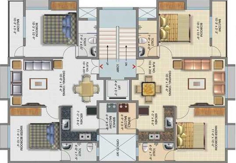 Floor Plan of Maharshee Jairam Apartments in Shankar Nagar, Nagpur - Image 226259