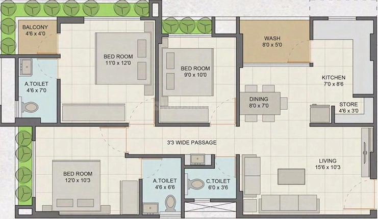 3 BHK Flat in Bhojani Sumeru One in Paldi, Ahmedabad - Image 834276