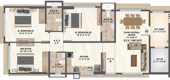 3 BHK Flat in Arunis 19 Degree North in Santacruz West, Mumbai - Image 834322