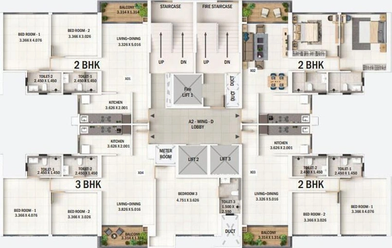 Floor Plan of Kumar Magna City in Manjari Khurd, Pune - Image 226984