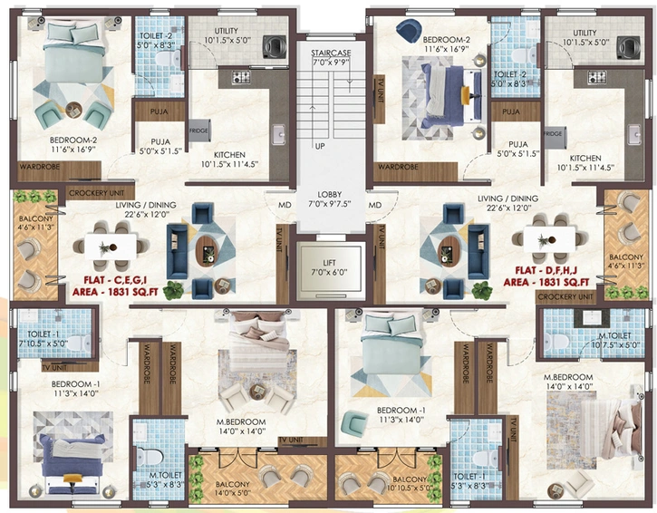Floor Plan of KCee Chaithanyam in KK Nagar, Chennai - Image 227056