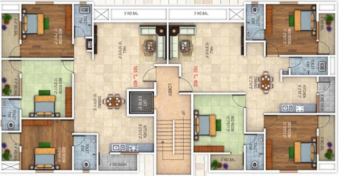 Floor Plan of OAK Regency in Gorewada, Nagpur - Image 227867