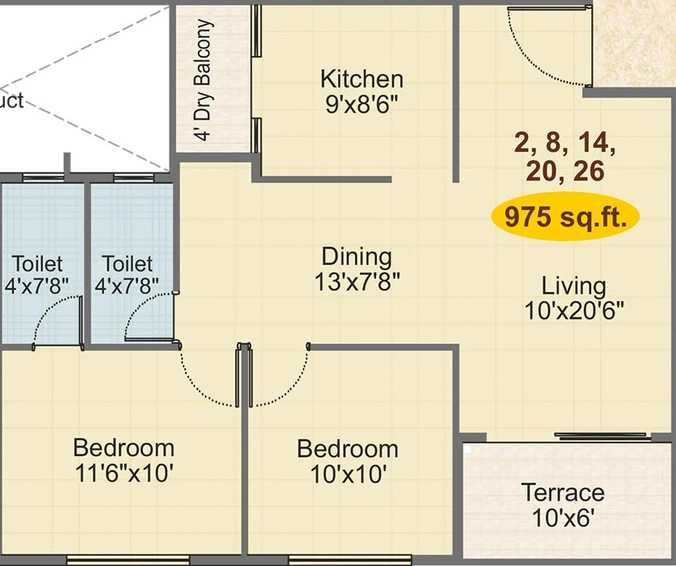 2 BHK Flat in Deepak Sai Anand Pride in Sane Guruji Nagar, Nashik - Image 835402