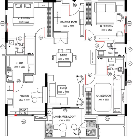 3 BHK Flat in KSR 2getherments in Miyapur, Hyderabad - Image 835533