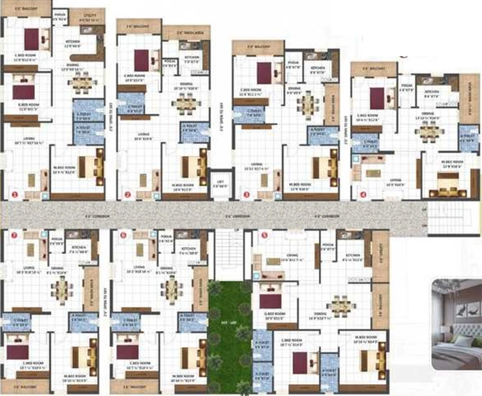 Floor Plan of Sai Teja RR Ankura in Ameenpur, Hyderabad - Image 230448