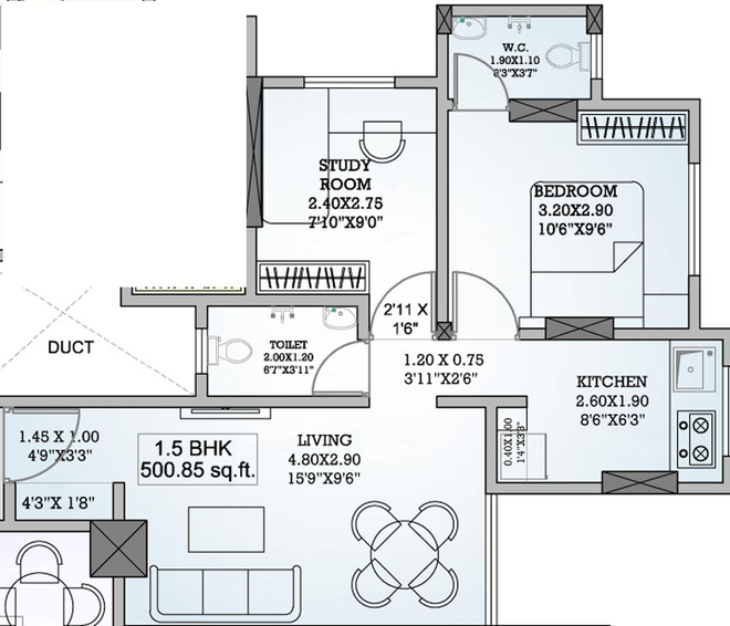 1.5 BHK Flat in Puneet Prime in Kurla East, Mumbai - Image 463683