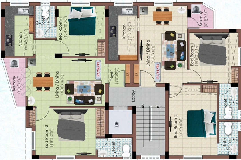Floor Plan of Rajus Fortune in Korattur, Chennai - Image 234620