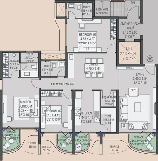 3 BHK Flat in Viraj Quillion Residencies in Govind Nagar, Nashik - Image 837439