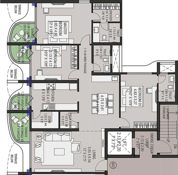 3 BHK Flat in Viraj Quillion Residencies in Govind Nagar, Nashik - Image 837440